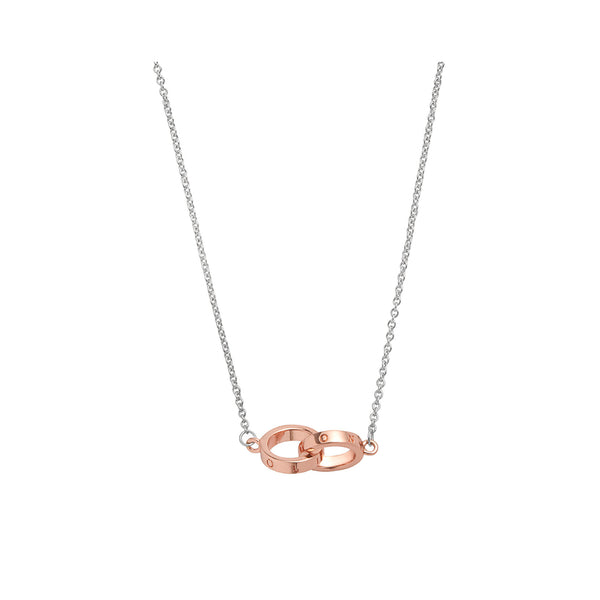 Classics Silver & Rose Gold Interlink Necklace