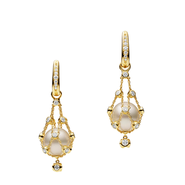 Saturnia 18ct Yellow Gold Circlé Pearl & Diamond Earrings