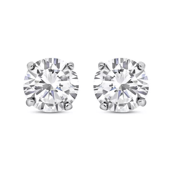 Silver CZ 4 Claw Solitaire Stud Earrings 5mm