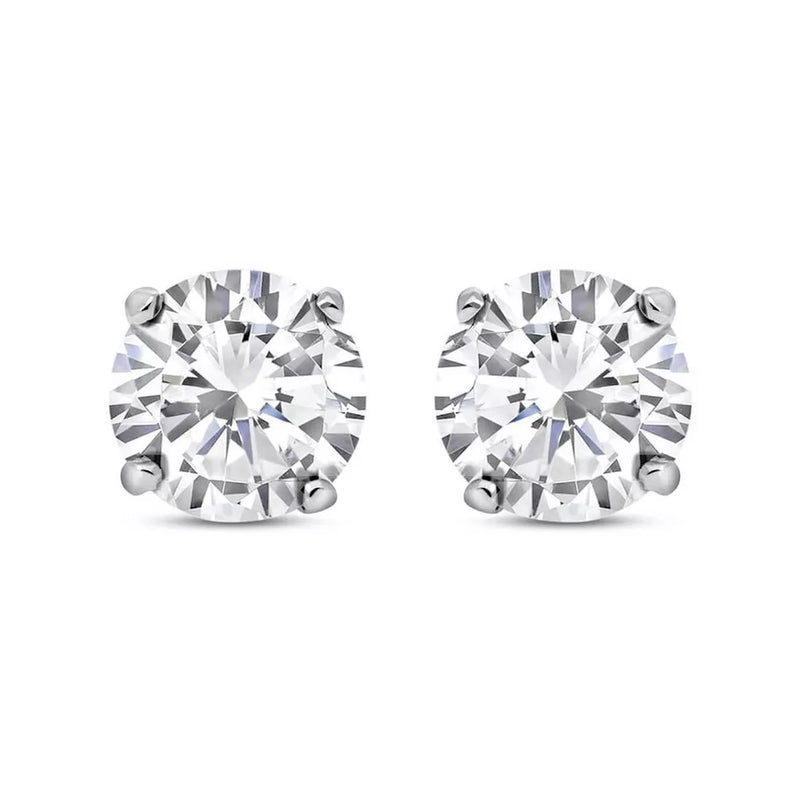 Silver CZ 4 Claw Solitaire Stud Earrings 5mm