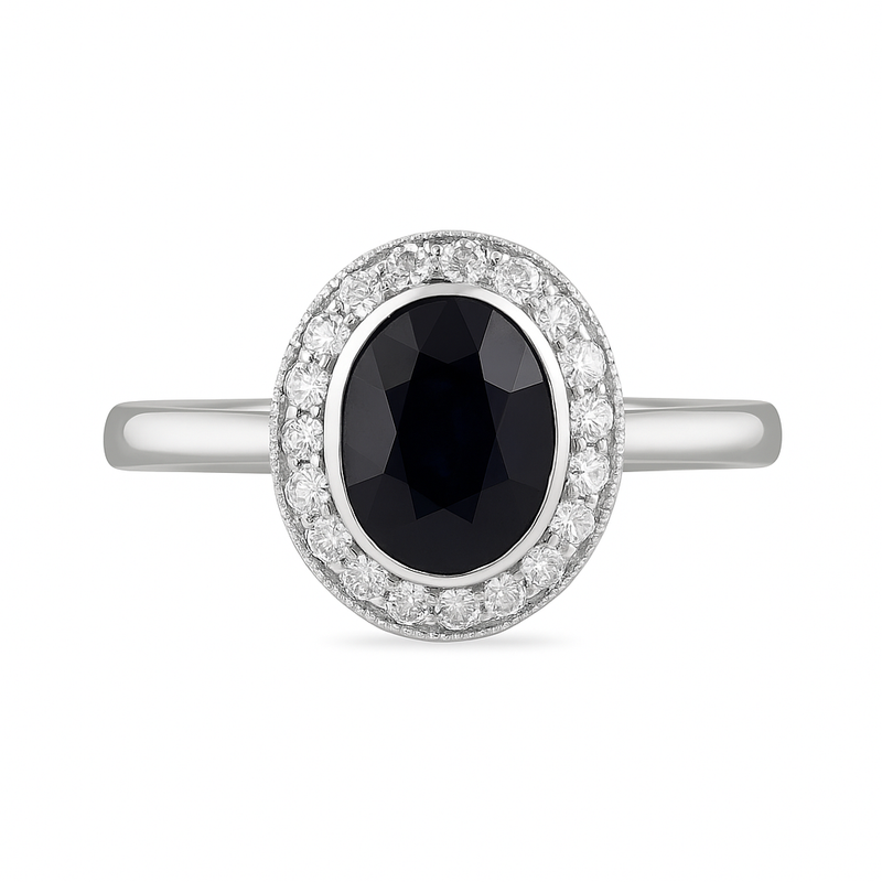 Oval Sapphire and Diamond Vintage Cluster