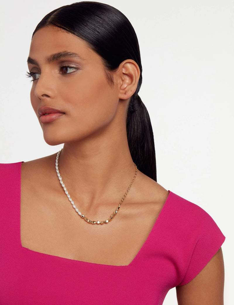 Ilenie Pearl Gold Tone Necklace