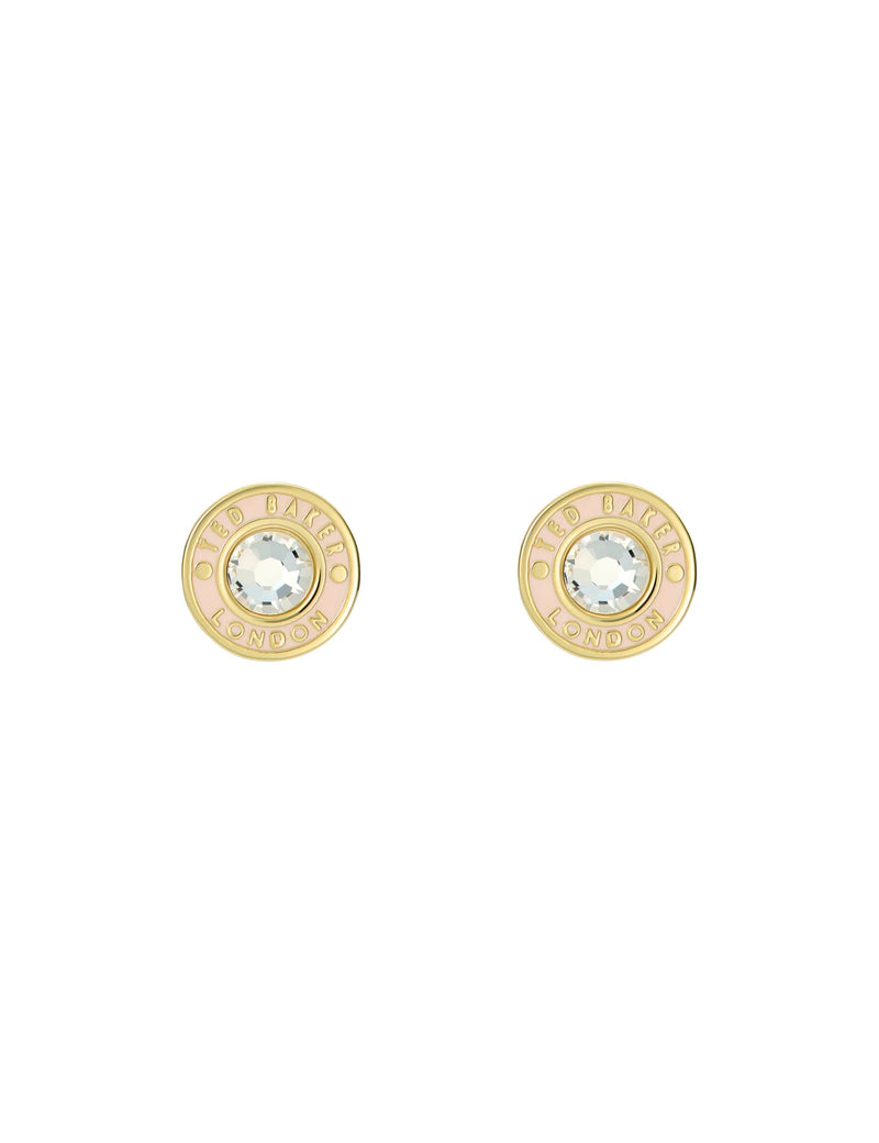 Cherelle Branded Crystal Button Stud Earrings