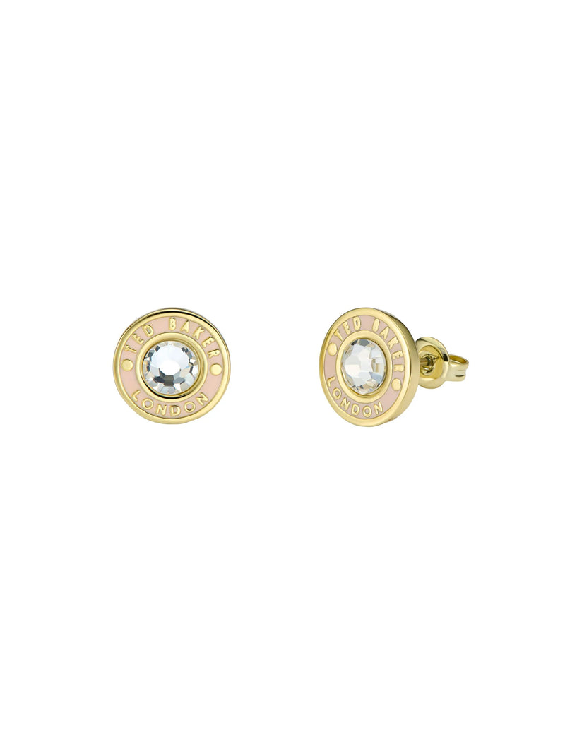 Cherelle Branded Crystal Button Stud Earrings