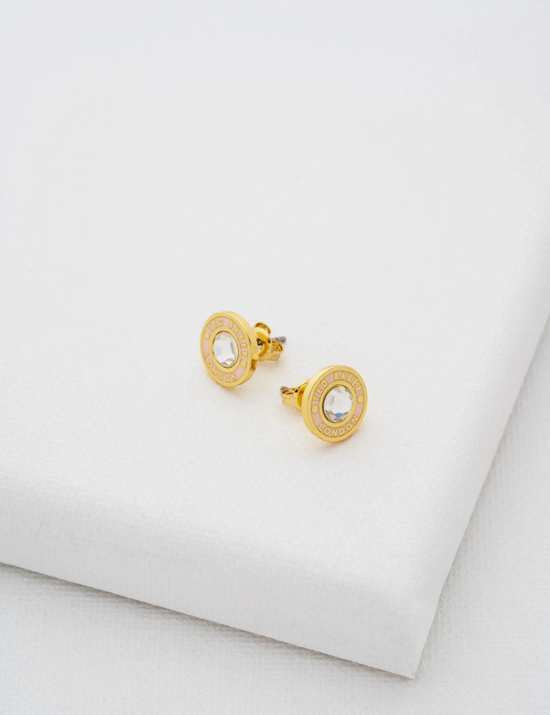 Cherelle Branded Crystal Button Stud Earrings