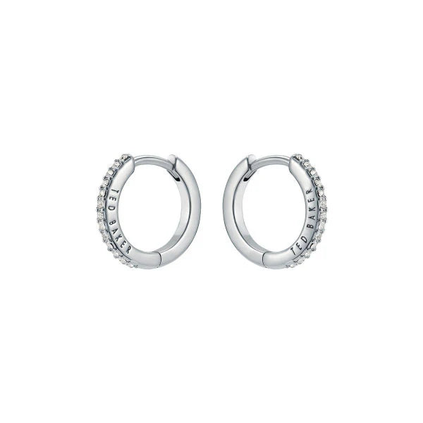 Heplie Silver Tone Crystal Hoop Earrings