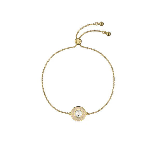 Cherla Gold Tone Pink Button Adjustable Bracelet