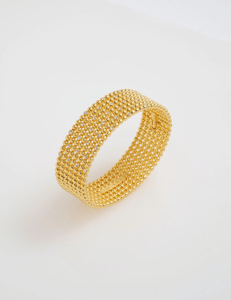 Bobbi Crystal Detail Wide Bobble Bangle Gold Tone