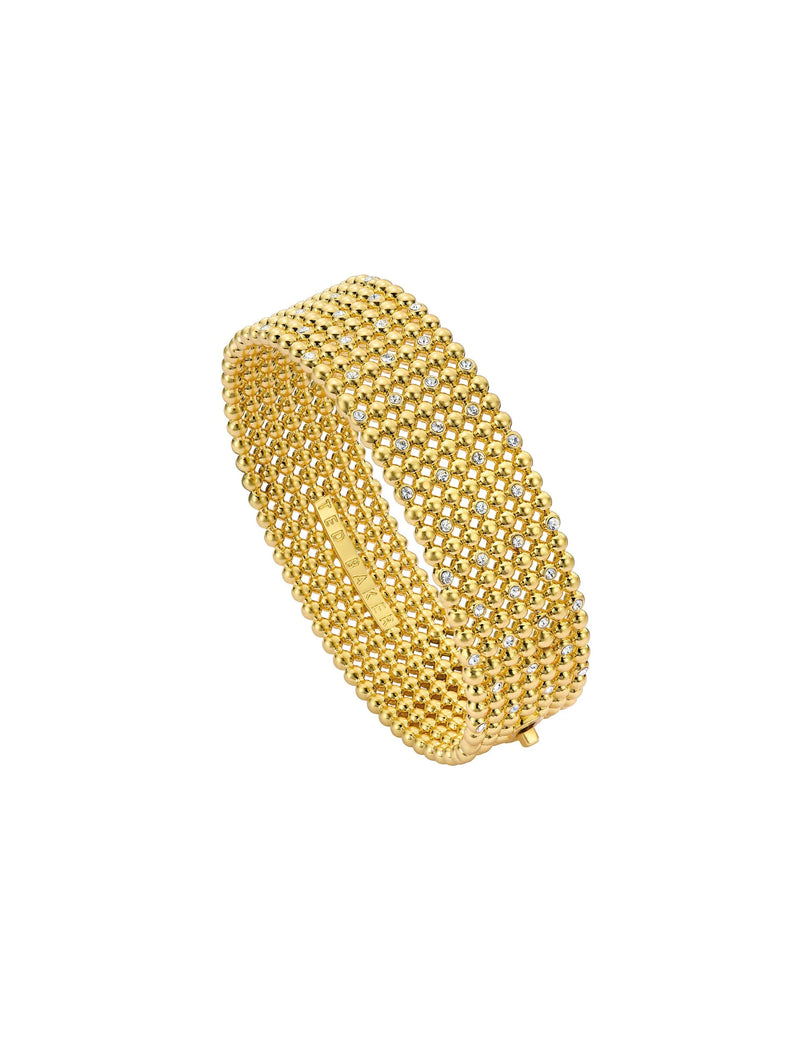 Bobbi Crystal Detail Wide Bobble Bangle Gold Tone
