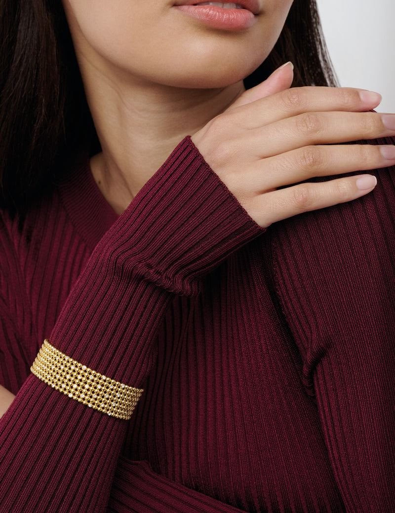 Bobbi Crystal Detail Wide Bobble Bangle Gold Tone