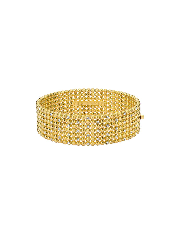 Bobbi Crystal Detail Wide Bobble Bangle Gold Tone