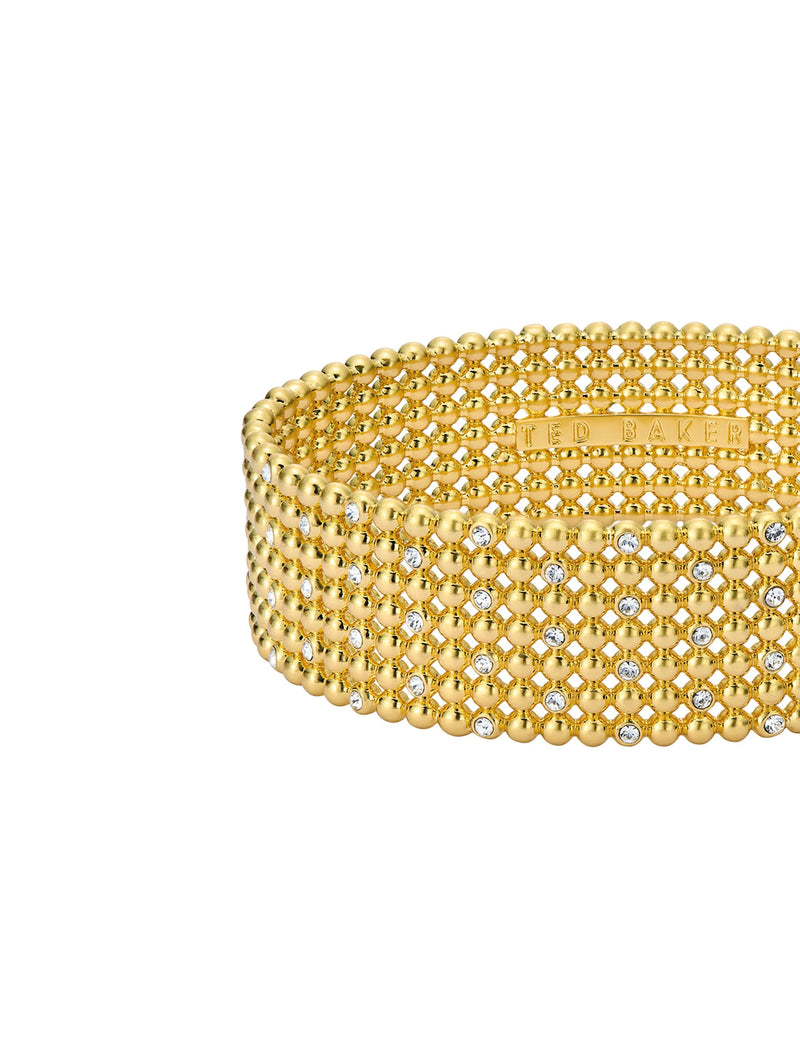 Bobbi Crystal Detail Wide Bobble Bangle Gold Tone