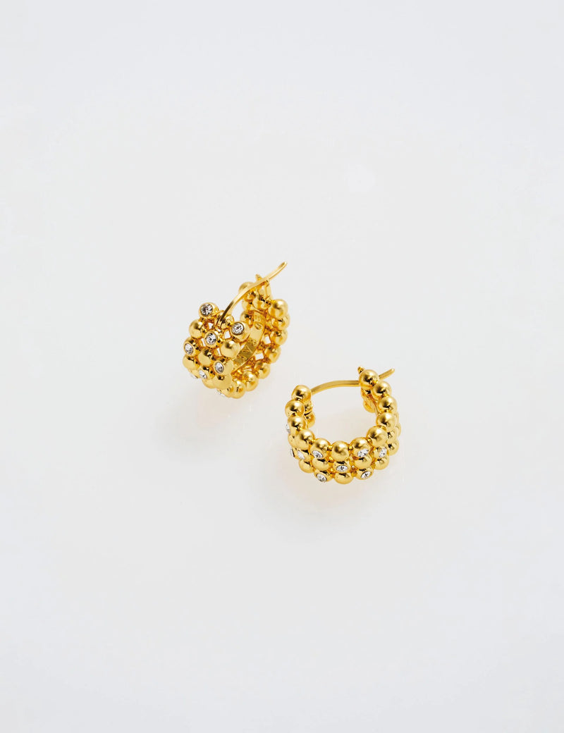 Bonny Crystal Bobble Small Hoop Earrings, Gold Tone