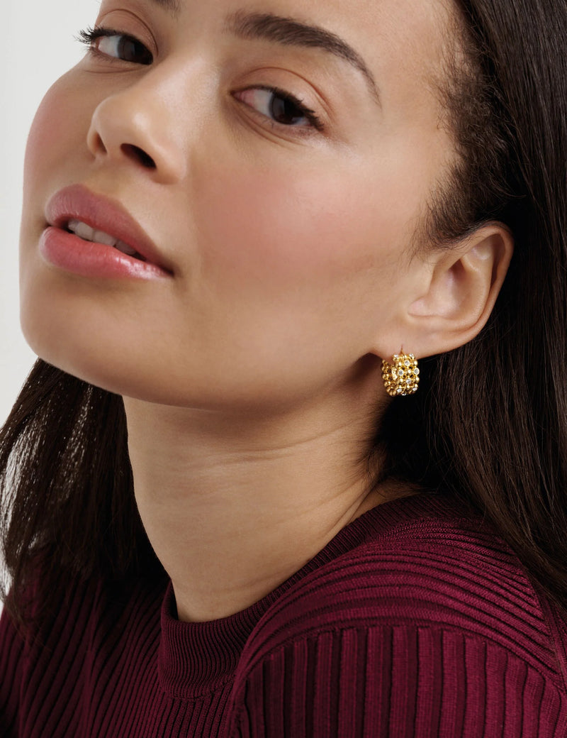 Bonny Crystal Bobble Small Hoop Earrings, Gold Tone