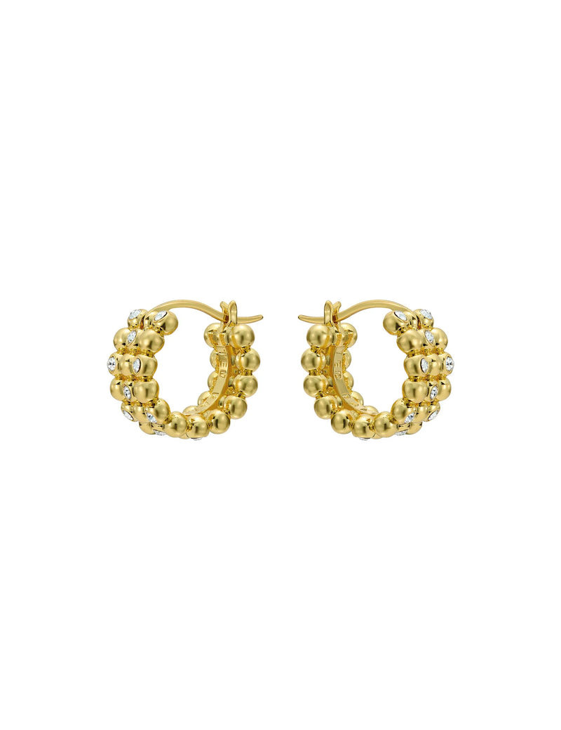 Bonny Crystal Bobble Small Hoop Earrings, Gold Tone
