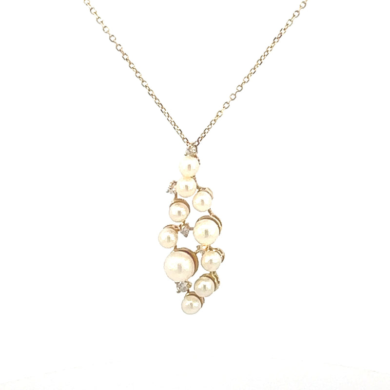 Akoya Cluster Pearl and Diamond Pendant