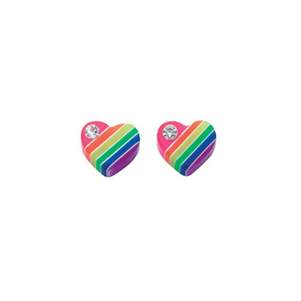Multi-Coloured Heart Stud Earrings