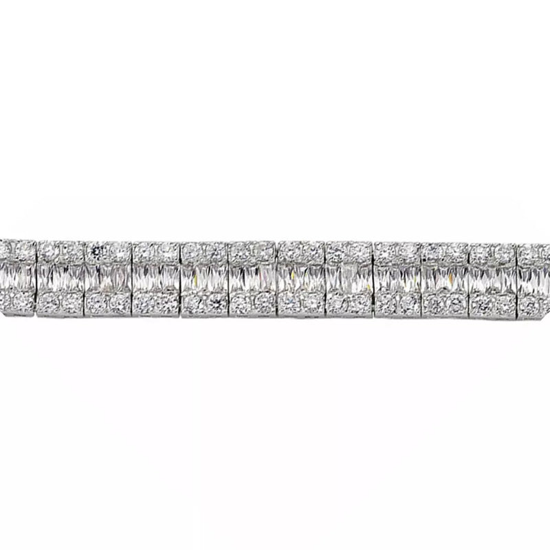 Silver Baguette CZ Eternity Tennis Bracelet 10mm 7 inch