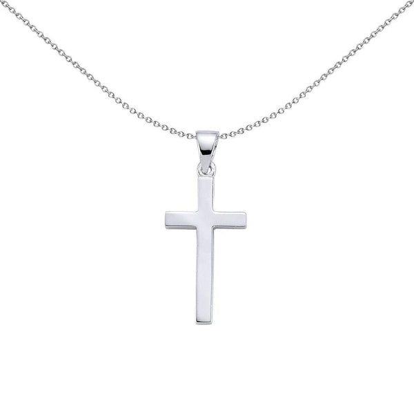 Silver Polished Cross Pendant Necklace