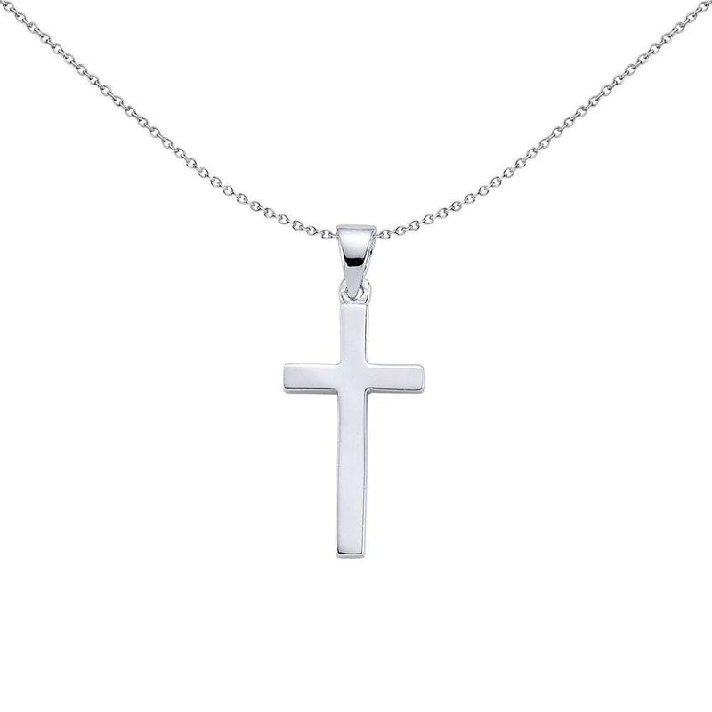 Silver Polished Cross Pendant Necklace