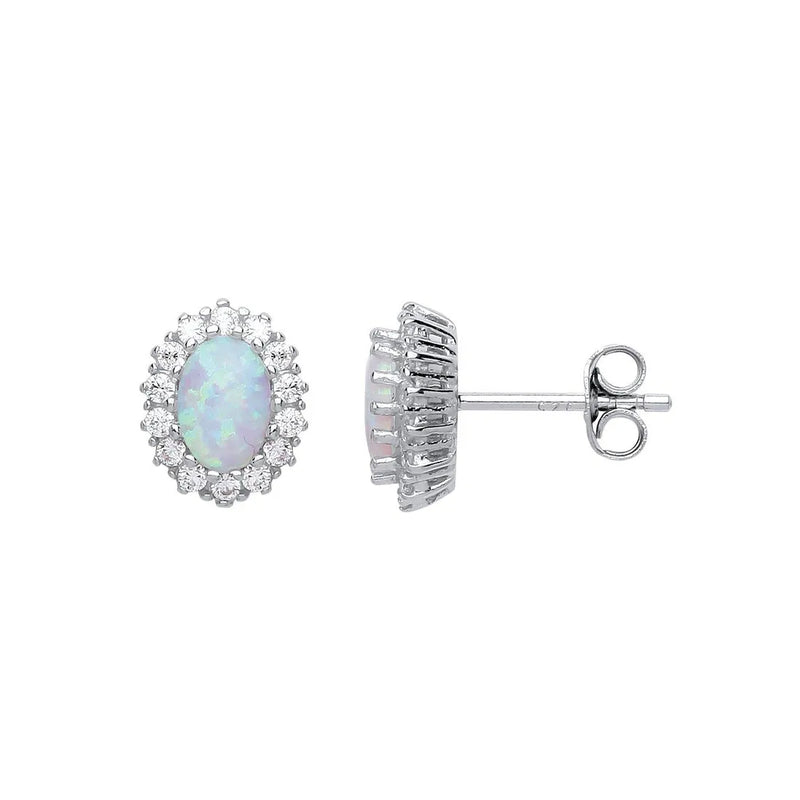 Oval Opal Halo Earrings