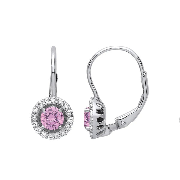 Pink Circle of Sparkle Drop Earrings