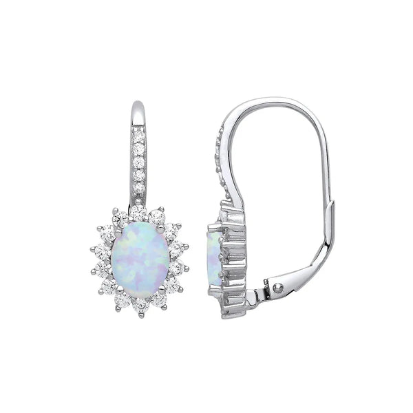 Opal CZ Classic Cluster Drop Earrings