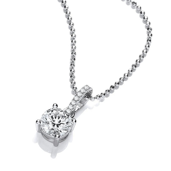 Silver Solitaire Pendant with Chain