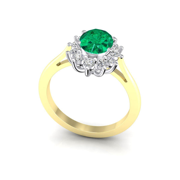 9k Gold Green & White CZ Ring