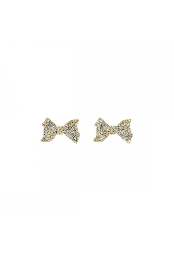 Barseta Gold Tone, Clear Crystal Bow Stud Earrings