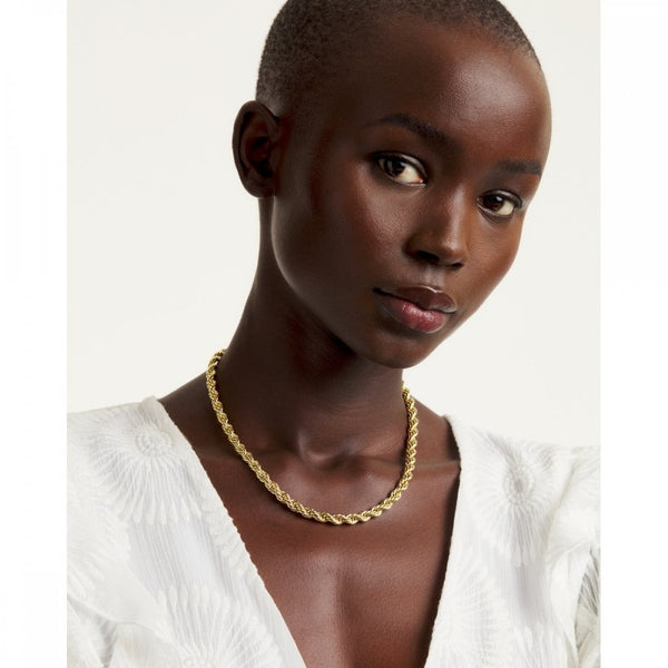 Lydiaa Logo Rope Fine Chain Yellow Gold Tone Necklace