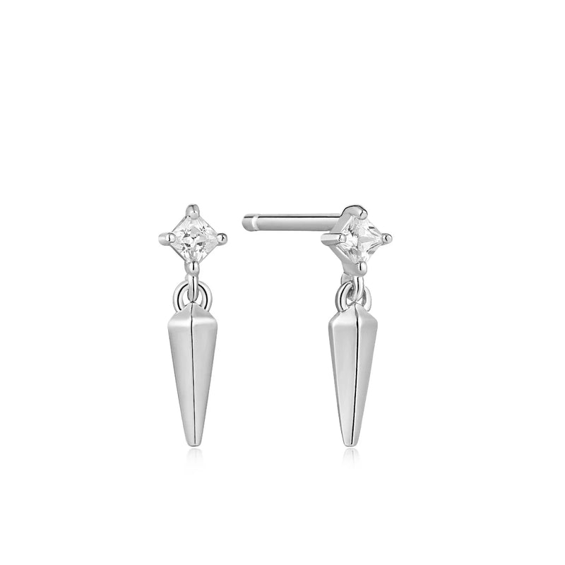 Silver Sparkle Spike Stud Earrings
