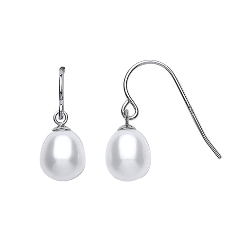 White Freshwater Pearl Hook Earrings