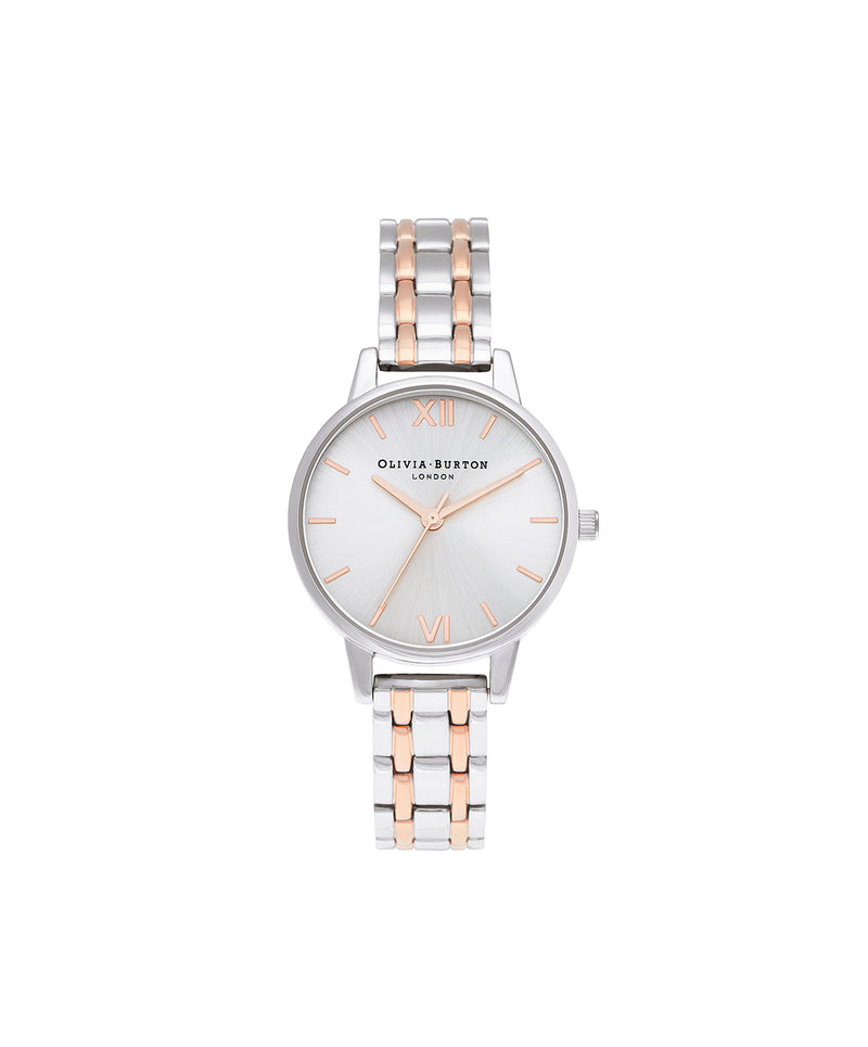 Midi Dial Silver & Pale Rose Gold Watch