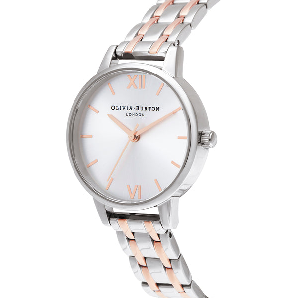 Midi Dial Silver & Pale Rose Gold Watch