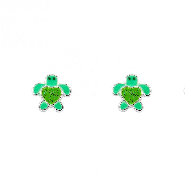 Green Glitter Enamel Turtles