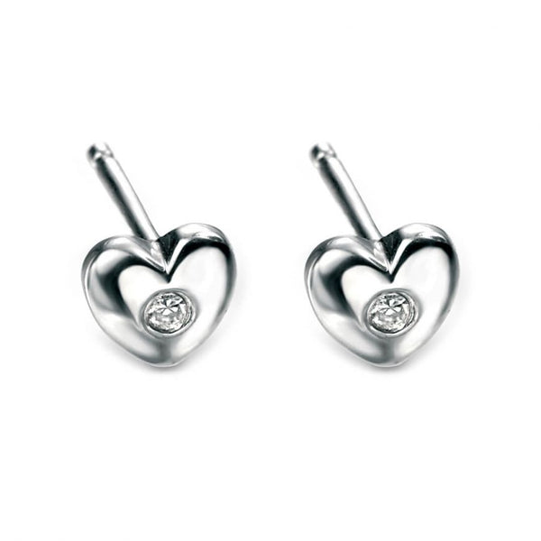 Heart Stud Earrings with Diamond