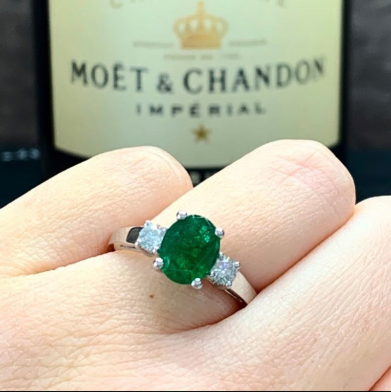 Oval Emerald & Diamond Trilogy